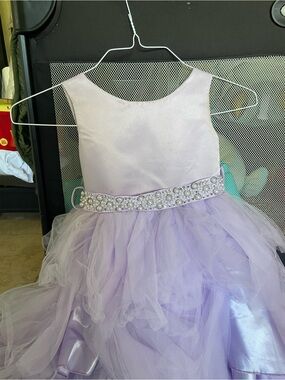 Lilac Beaded Waist Tulle Dress for Girls